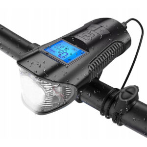 LED kolesarska luč + rog merilnika hitrosti | LCD USB