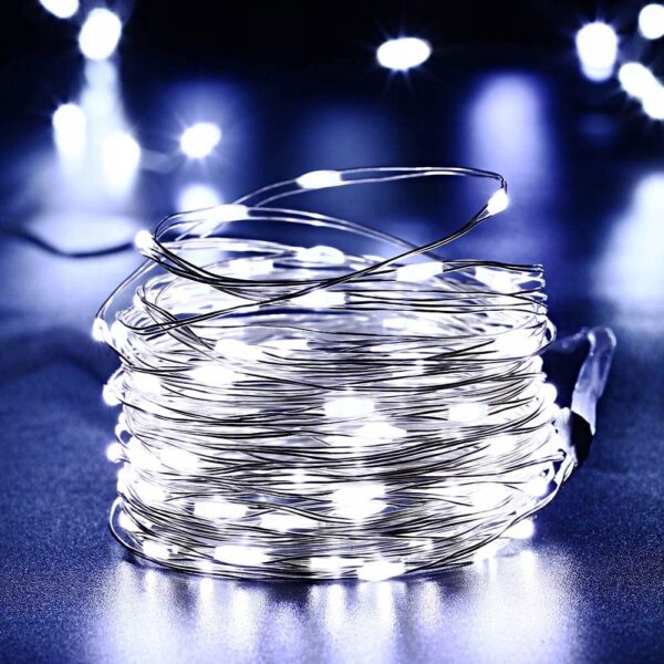 Božične lučke LED na baterije - hladna bela 10 m