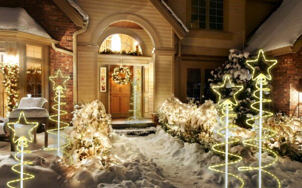 LED zunanje božične lučke - drevo | bela