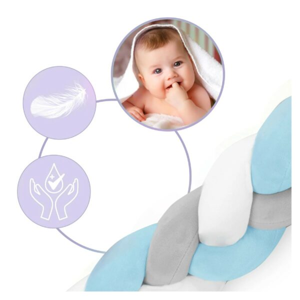 Mantinel za otroške posteljice - pletenina 3 m | modro-siva