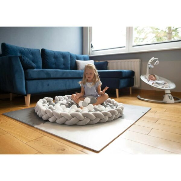 Mantinel za otroške posteljice - pletenina 3 m | modro-siva