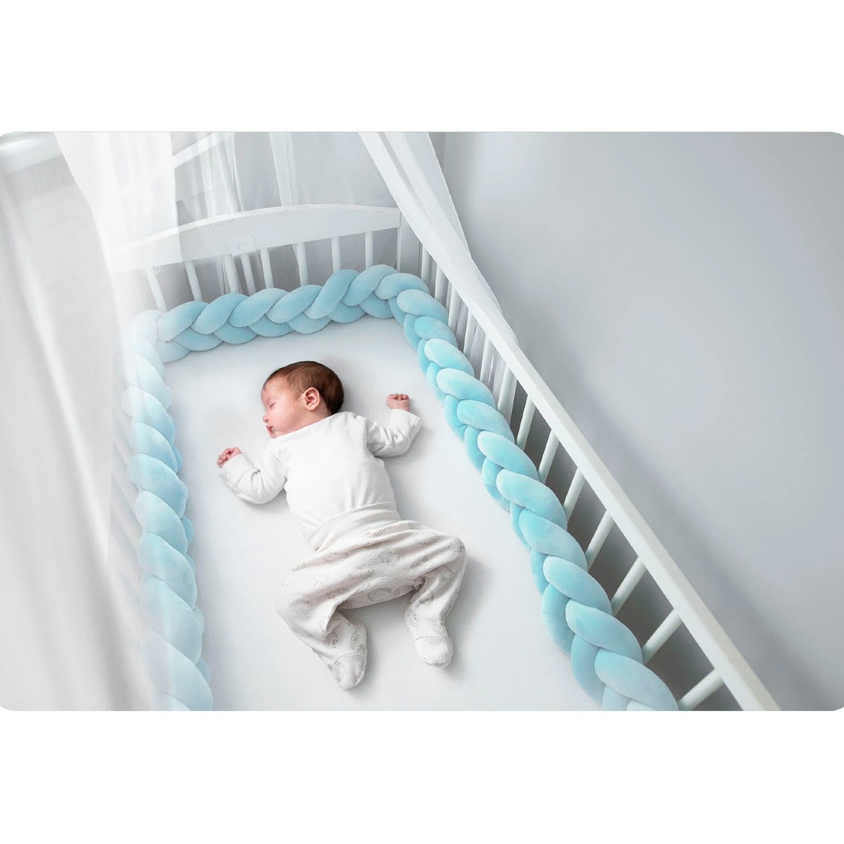 Mantinel za otroške posteljice – pletenina 3 m | modra