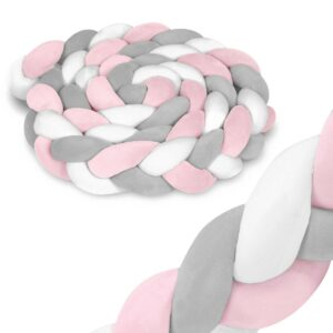 Mantinel za otroške posteljice - pletenina 3 m | roza-siva