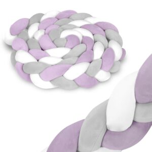 Otroška posteljica Mantinel - pletenina | vijolično-bela-siva