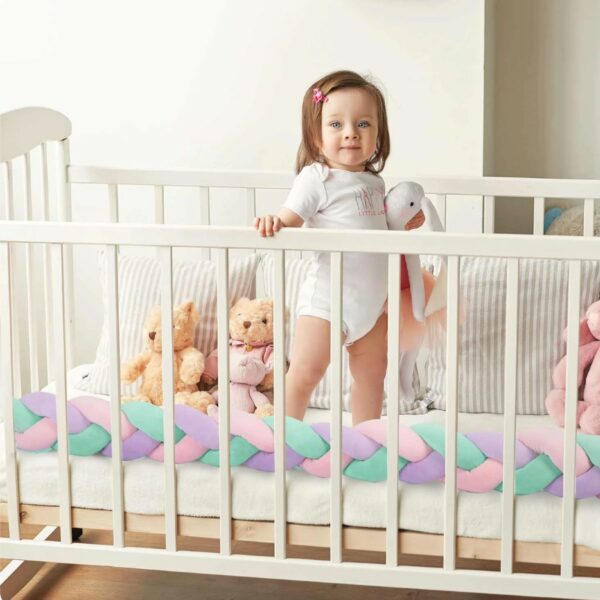 Mantinel za otroško posteljico - pletenina | mint-pink-purple