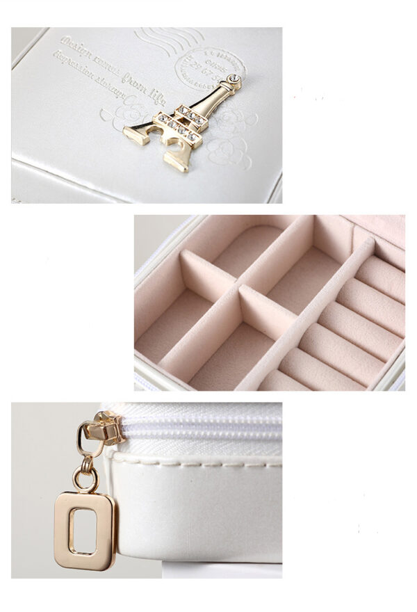 Mini potovalna škatlica za nakit z ogledalom - eifflova torba | bela ecru