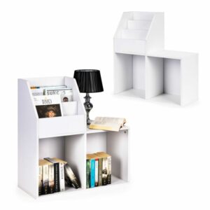 Mini knjižnica s stojalom za časopise | bela