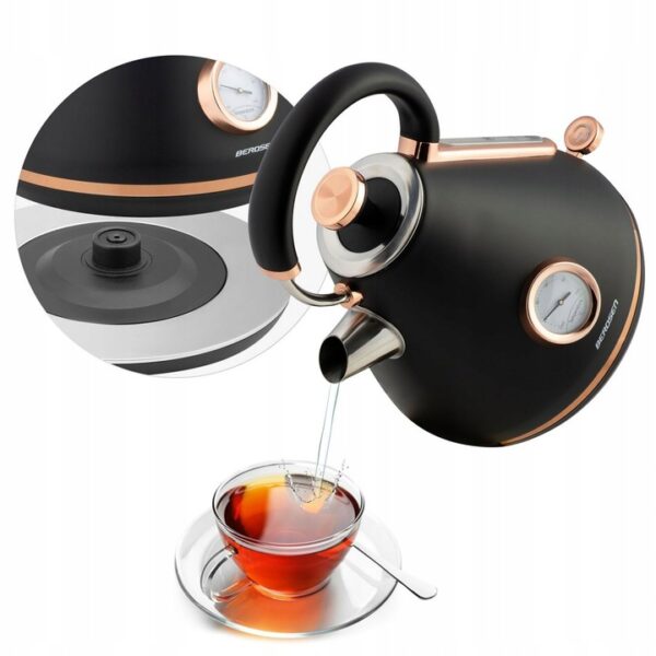 Moderni čajnik s termometrom 1,7 l | črna