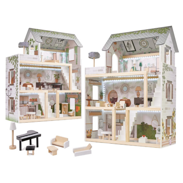 Sodobna lesena hiša za lutke | + pohištvo