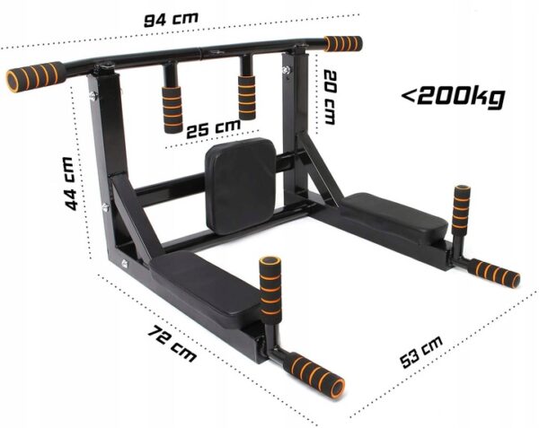 Večnamenski stenski trapez - največ 200 kg | črna