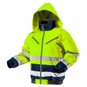 Zateplená pracovná bunda NEO s vysokou viditeľnosťou, zateplená ľahkým polyesterom, ktorý poskytne pohodlie v chladných dňoch.