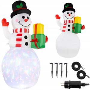 Napihljiv snežak z LED projektorjem 155cm