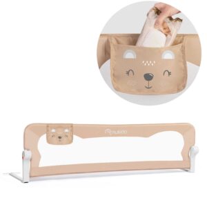 Ochranná zábrana / bariéra na posteľ 150cm Nukido | béžová - eliminuje možnosť pádu dieťaťa z postele. Bezpečnostné pásy SafetyBelt.