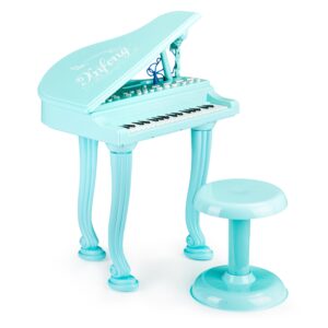 Klavir za otroke z mikrofonom in stolom | Modra