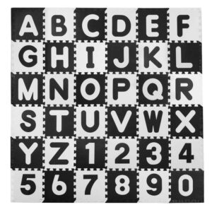 Podloga iz pene za otroke - abeceda | črno-bela