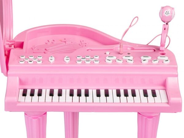Klavir za otroke z mikrofonom in stolom | Roza