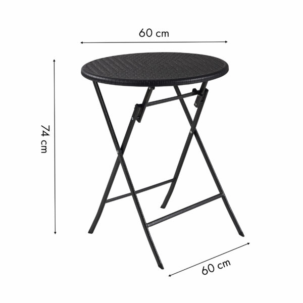 Okrogla vrtna miza iz ratana - črna | 60 cm