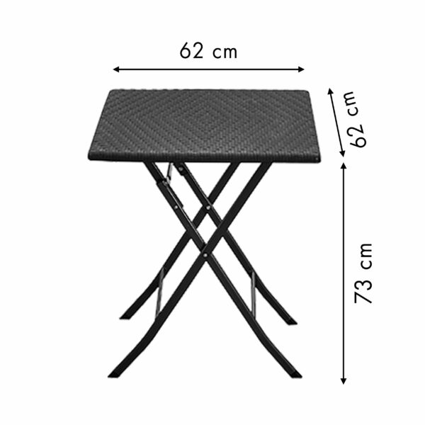 Vrtna miza iz ratana - črna | 62cm