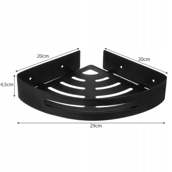 Kotna polica za tuš + 2 kljukici | črna