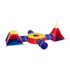 Komplet šotorov za otroke 7 v 1 elementu | 4 predori, odlična igrača za otroke, s skupno dolžino do 500 cm, primerna za otroke od 3. leta starosti, vodoodporna podloga.