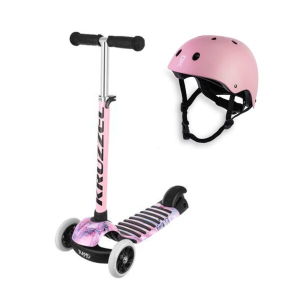 Komplet - otroški skuter, tricikel roza | + čelada