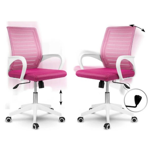 Mesh pisarniški stol | roza in bela