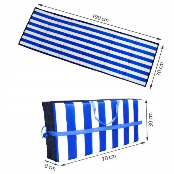 Zložljivo ležišče za plažo 190x70 cm | modro-bela