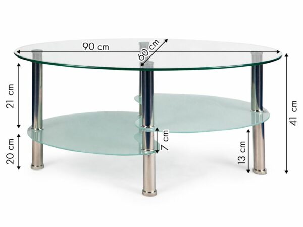 Steklena mizica za kavo | 90x60cm