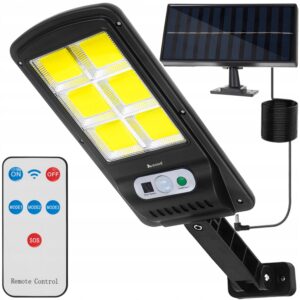 Solárne LED svetlo s panelom + diaľkový ovládač - 36 W