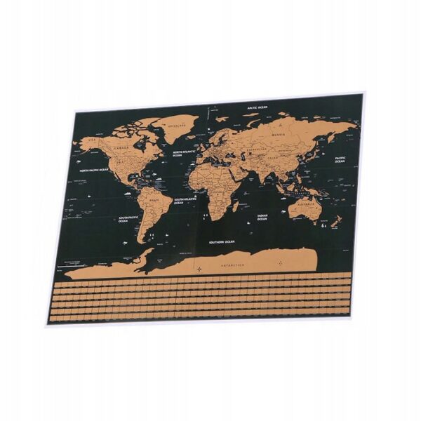Zemljevid sveta z zastavami za praskanje XXL | 82x59 cm