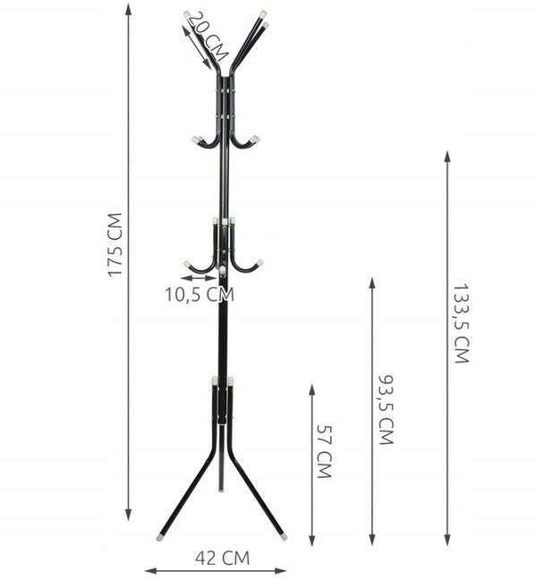 Stojalo za oblačila - črno | 170 cm