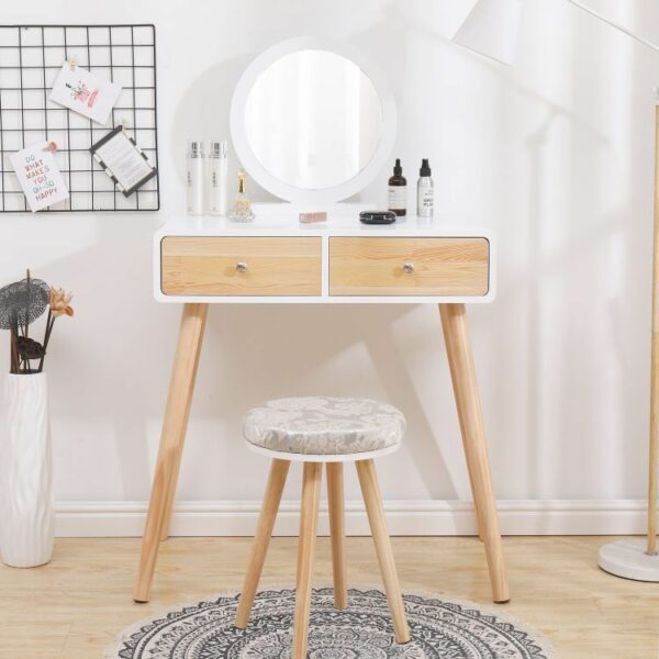 Toaletna mizica z ogledalom + stol | Lilly