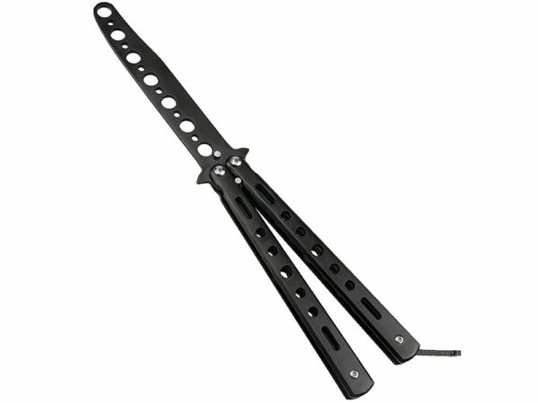 Nož za trening - metuljček z ravnim rezilom 22 cm | črna