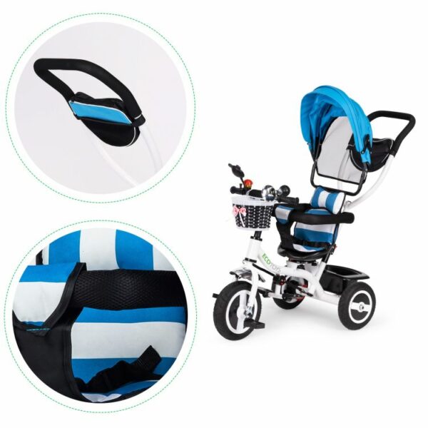 Tricikel z vodilno palico - vrtljiv | modra