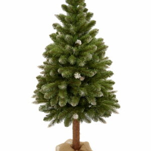 PREMIUM DIAMANT | 1,55 m - čudovito umetno božično drevo na štoru z učinkom zmrzali v loncu.