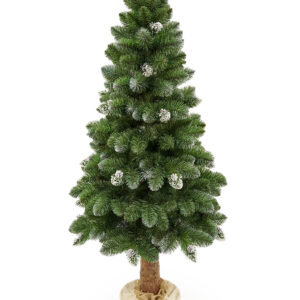 Umelý vianočný stromček na pníku so šiškami PREMIUM | 2m - stromček je umiestnený v stabilnom črepníku, ktorý je umiestnený vo vkusnom jutovom vreci.