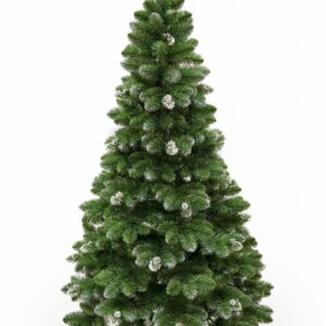 Umelý vianočný stromček s efektom mrazu PREMIUM | 1.9m - vonkajšie špičky vetvičiek sú navyše zdobené šiškami s trblietavými farbami s efektom mrazu.