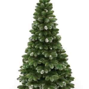 Umelý vianočný stromček s efektom mrazu PREMIUM | 2.5m - vonkajšie špičky vetvičiek sú navyše zdobené šiškami s trblietavými farbami s efektom mrazu.