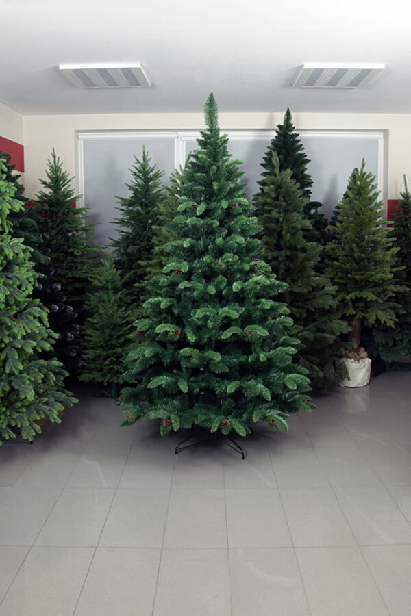 Umetno božično drevo z borovimi storži PREMIUM | 2,2 m
