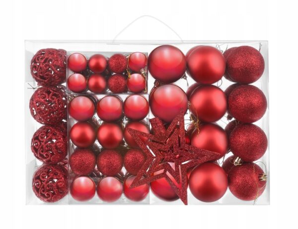 Božične kroglice - okraski + zvezda 100 kosov | rdeča
