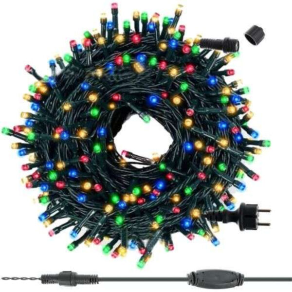 Večbarvne božične lučke | 200 LED 21,6 m