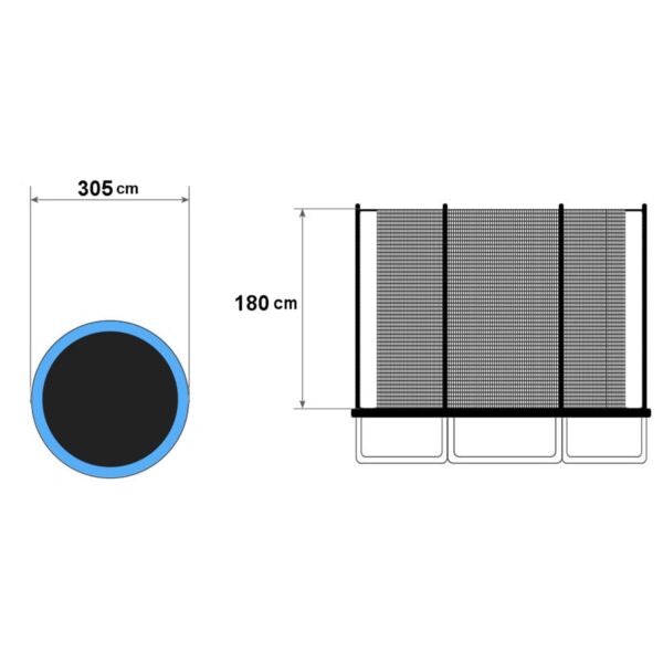 Notranja zaščitna mreža za trampoline - 6 palic | 305 cm