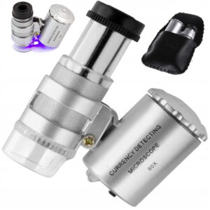 Žepni mini mikroskop 60x z osvetlitvijo LED in UV