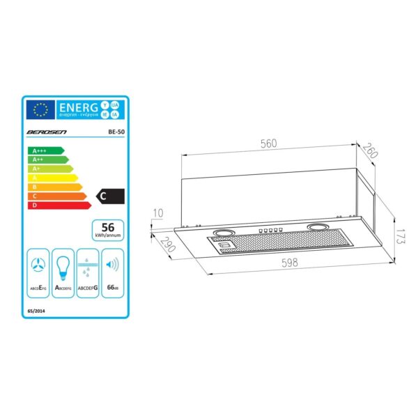 Vgradna napa BE-50 - 120 W | bela