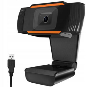Spletna kamera z mikrofonom 1080p Full HD USB | črna ima kompaktno velikost, zato na mizi ne zavzame veliko prostora.