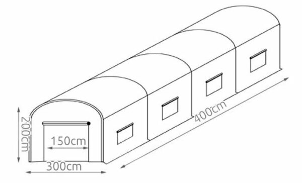 Vrtni potilunel 4x3x2m 12m2 | zelena