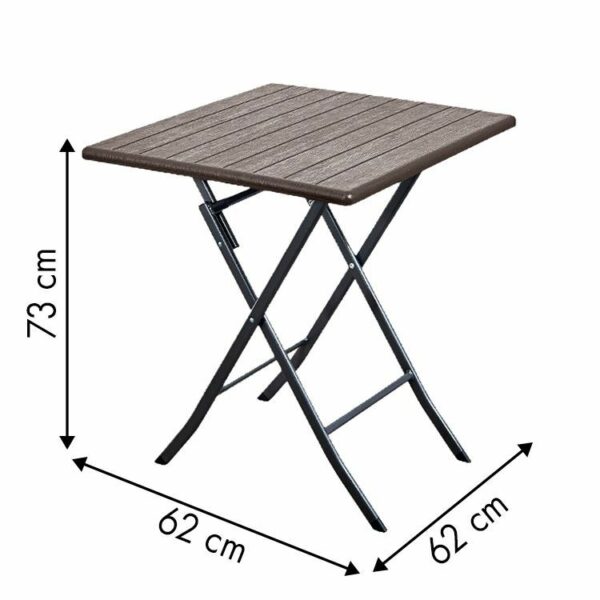 Vrtna zložljiva miza - rjava | 62 cm