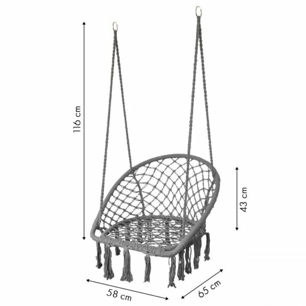 Viseči stol s pentljami - siv | GoodHome