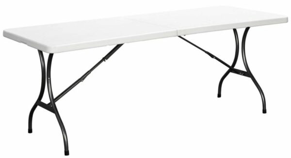 Vrtna gostinska miza, zložljiva - bela | 180×70 cm