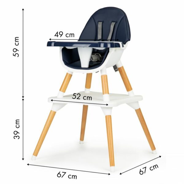 Otroški jedilni stol, miza - 2v1 | temno modra